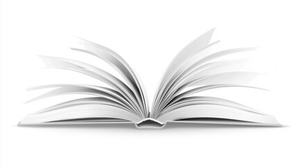 Open book with blank pages for learning and reading on white background for education
