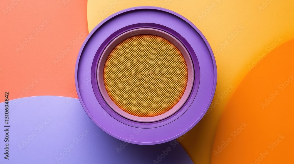 Poster an abstract circular design with multiple layered colored rings