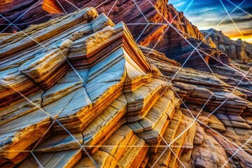 Macro Geometric Monoline Rock Formations: Abstract Nature Prints