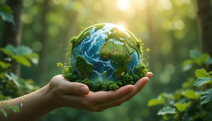 A concept for Earth Day focusing on the green planet and nature preservation, developed with stock technology