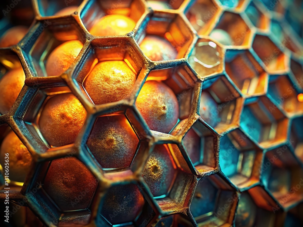 Aufkleber macro honeycomb structure: geometric hexagon patterns in nature's design