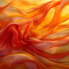 Obraz premium Captivating Swirls of Vibrant Orange and Red Fabric in Elegant Flowing Movement