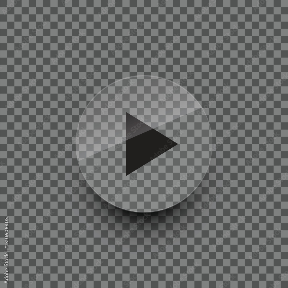 Poster glass play button design (checkered background needs to be removed before use). video or music playe
