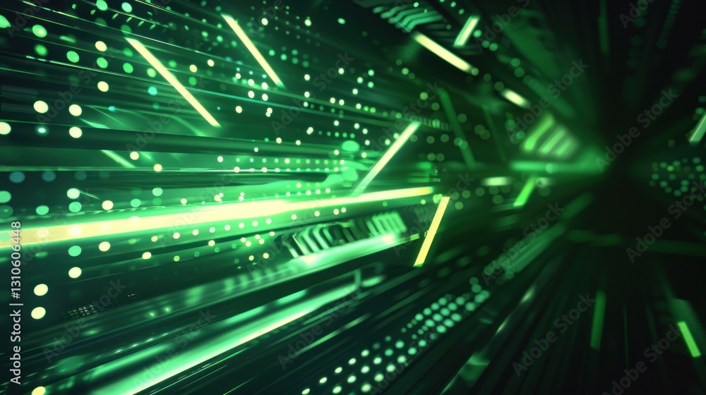 Poster abstract green light streaks creating dynamic digital background