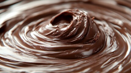 Swirling melted chocolate close-up
