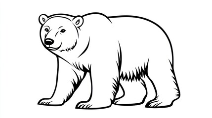 Obraz premium Profile of a polar bear, outline drawing, white background