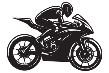 Obraz premium Dynamic Motorcycle Rider Silhouette Vector Illustration For Speed and Adventure
