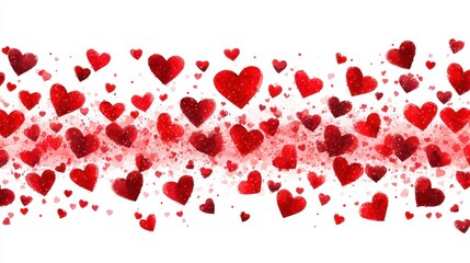 Floating hearts, scattered affection on blank background celebrating love & Valentine's