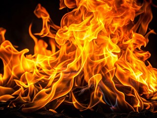 Macro Photography: Fiery Orange Flames Dancing in Night's Embrace