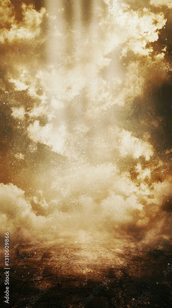 Poster dreamy soft clouds background with rays of light and textures