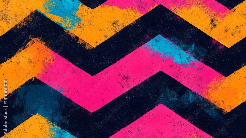 Poster colorful zig zag pattern with various bright bold artistic elements