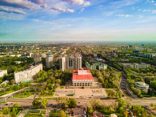 View from above of the Mukhtar Auezov Drama Theater in Almaty.