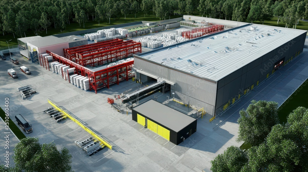 Aufkleber dynamic industrial warehouse design with robust structures and layout