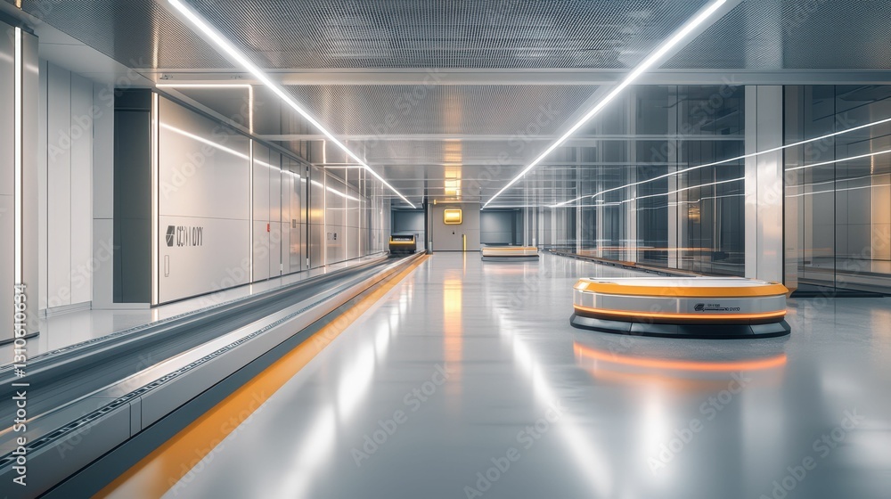 Poster dynamic distribution center scene with automated transport solutions