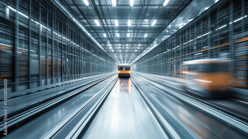 Poster dynamic scene in automatic distribution center with train motion