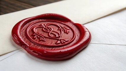 Red Wax Seal on White Background