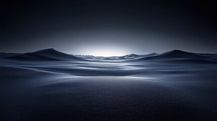 Serene Ocean Waves Under a Mystical Blue Twilight with Gentle Light Reflection
