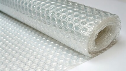 Rolled Bubble Wrap on White Background