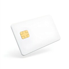 Blank White Credit Card Mockup with Chip, Isolated on White Background - Realistic Plastic Card Template for Design Presentation