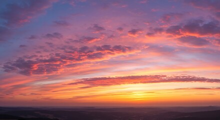 Obraz premium Vibrant sunset paints sky with warm hues. AI Generated