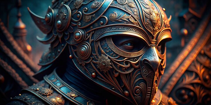 Macro Shot of Hades' Helm:  Ancient Greek Underworld God's Symbol