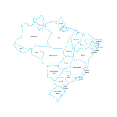 brazil map line blue per area