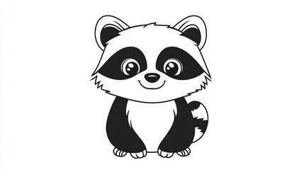 A Friendly Cartoon Raccoon Smiling With Black and White Colors