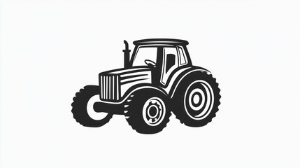 Obraz premium Tractor silhouette, classic farm vehicle, simple design, for agricultural use