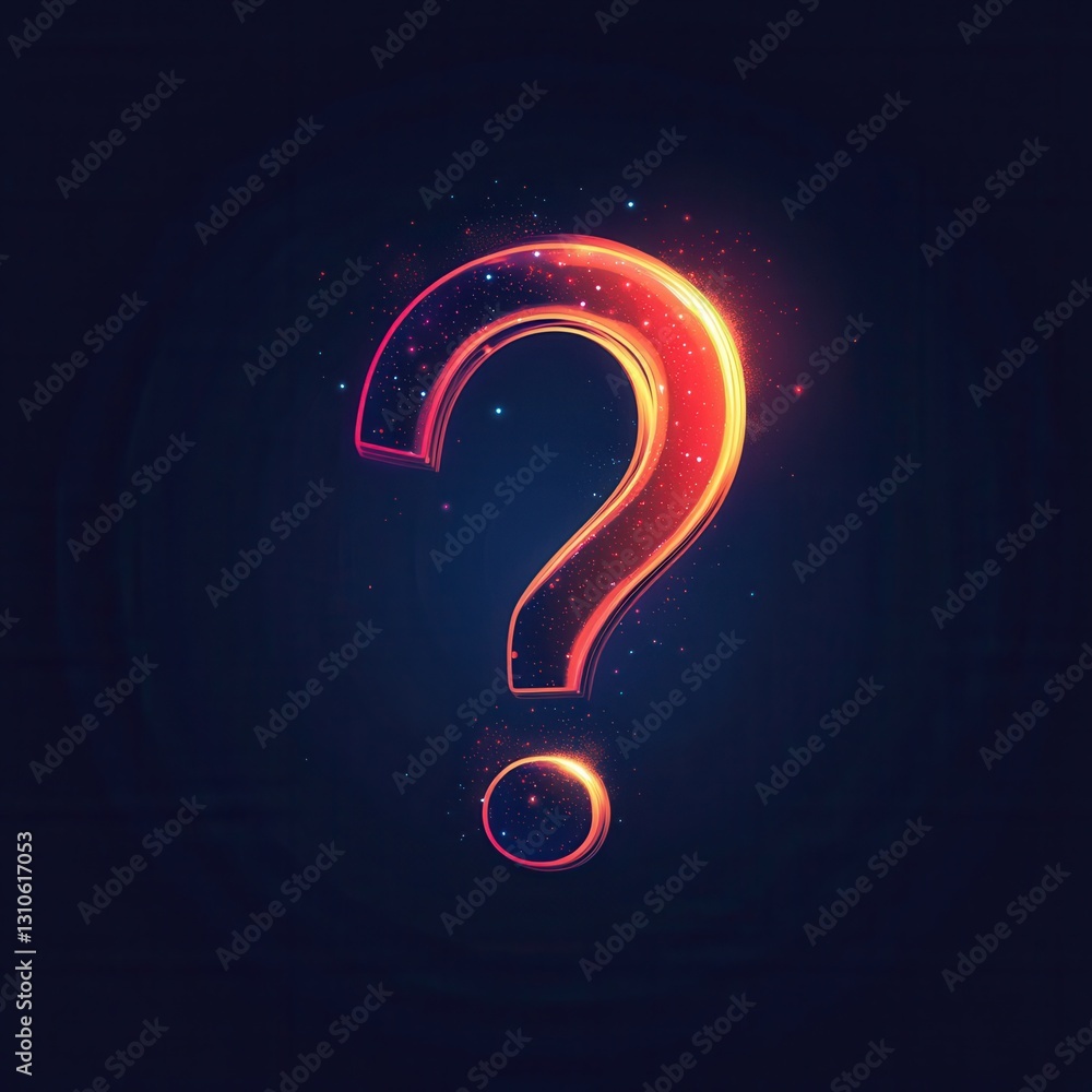 Poster minimalist glowing question mark icon in modern flat style design, perfect for digital inquiries and