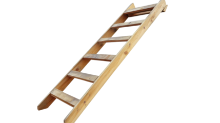 wooden ladder on white background