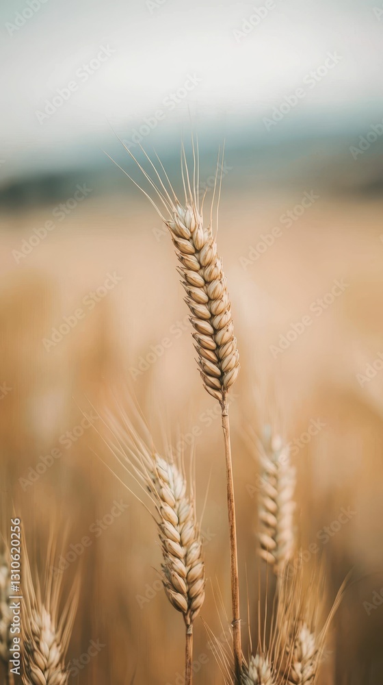 Poster minimalist composition featuring isolated wheat in a soft background