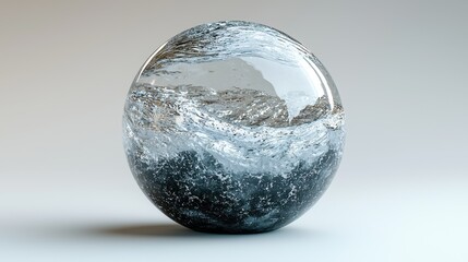 Abstract sphere, landscape within, studio setting