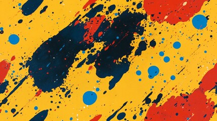 Vibrant Abstract Splatter Painting Depicting Bold Colors and Shapes