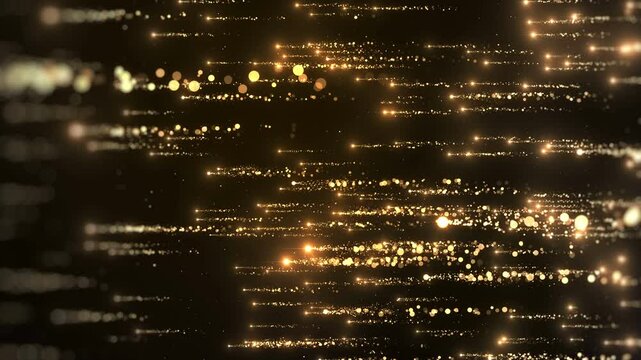 Gold Elegant Particle Background with particle glitter and elegant lights for your text , awards , cosmetic , sci fi technology
