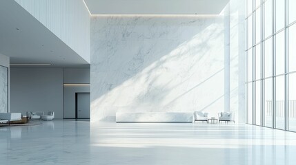 Elegant Minimalist Marble Interior with Simple Furniture Arrangement