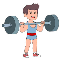 Cartoon Man Athlete Weightlifter Vectors Illustration
