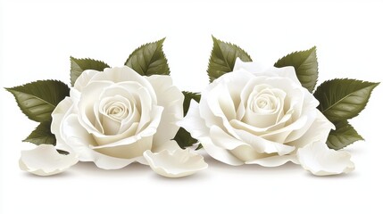 Fototapeta premium Two White Roses, Elegant Arrangement
