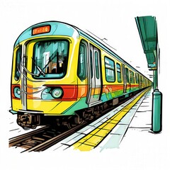 an AI Image Generator, Subway Train Parked at a Modern Train Station Platform