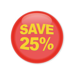  save 25 percent red circle