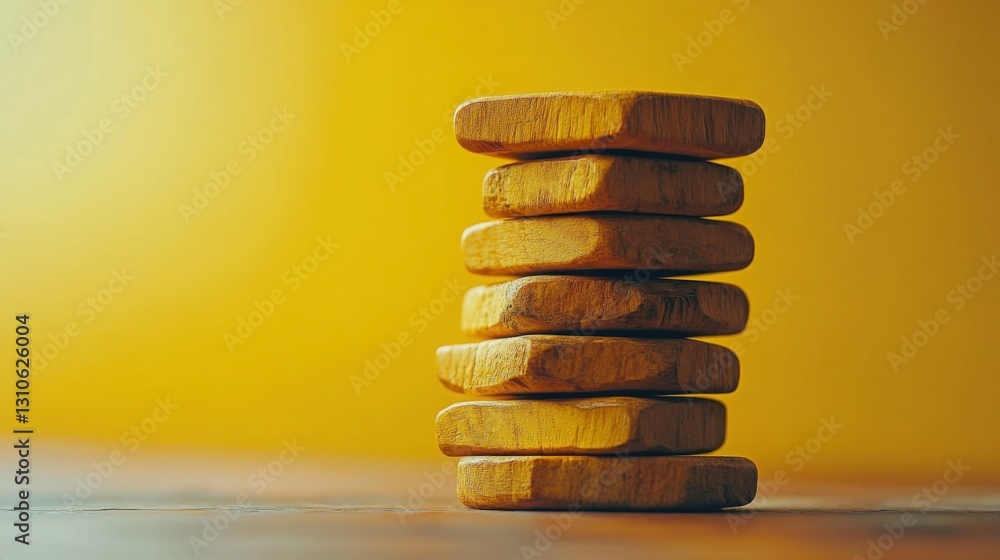 Poster stack of wooden blocks arranged neatly with natural grain patterns and a simple design symbolizing c