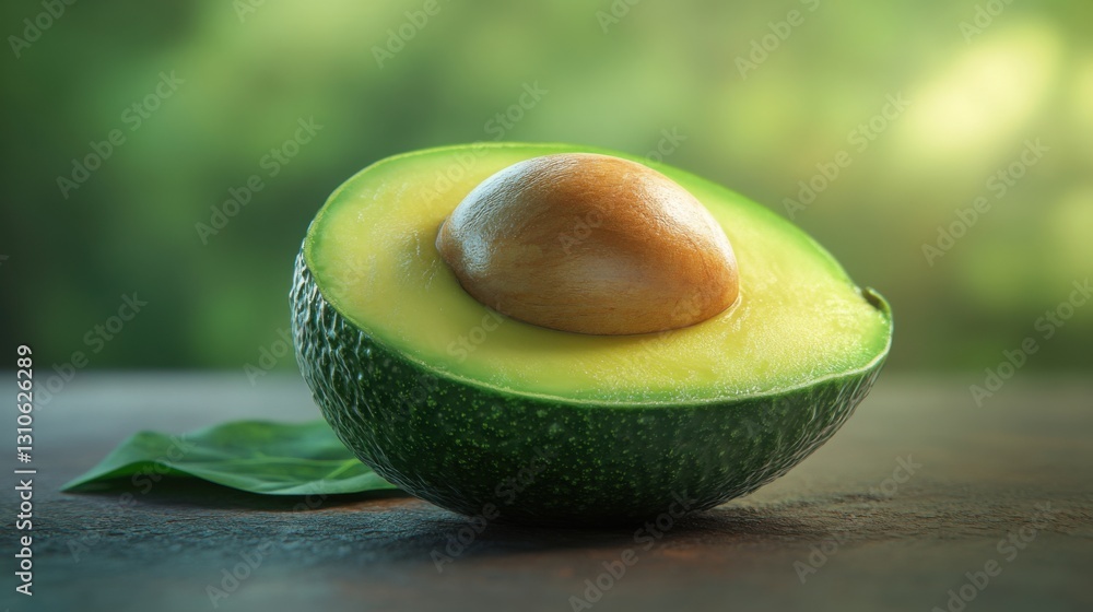 Aufkleber half of a ripe avocado sliced open displaying its creamy texture and vibrant color perfect for healt