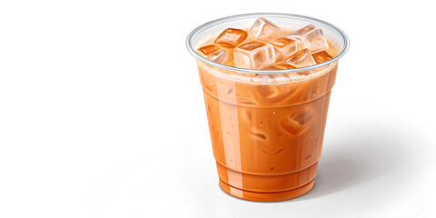Iced Thai Milk Tea in a Transparent Cup