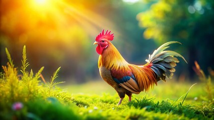 Fototapeta premium Majestic Buff Orpington Rooster in Miniature Tilt-Shift Photography