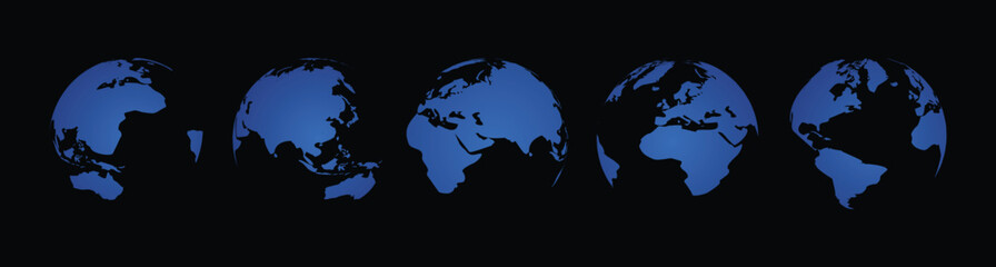 lobe map blue isolated black background