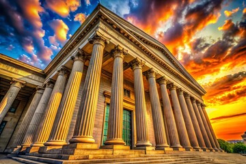 Obraz premium Majestic Columns of a Grand Museum or Courthouse - Landscape Photography