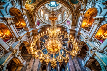 Majestic Crystal Chandelier in Prague's St. Nicholas Church - Drone Photography