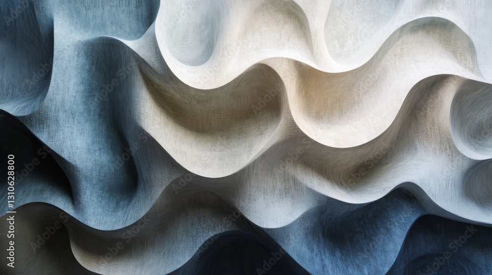 Poster abstract rendering of fabric with flowing curved surface patterns