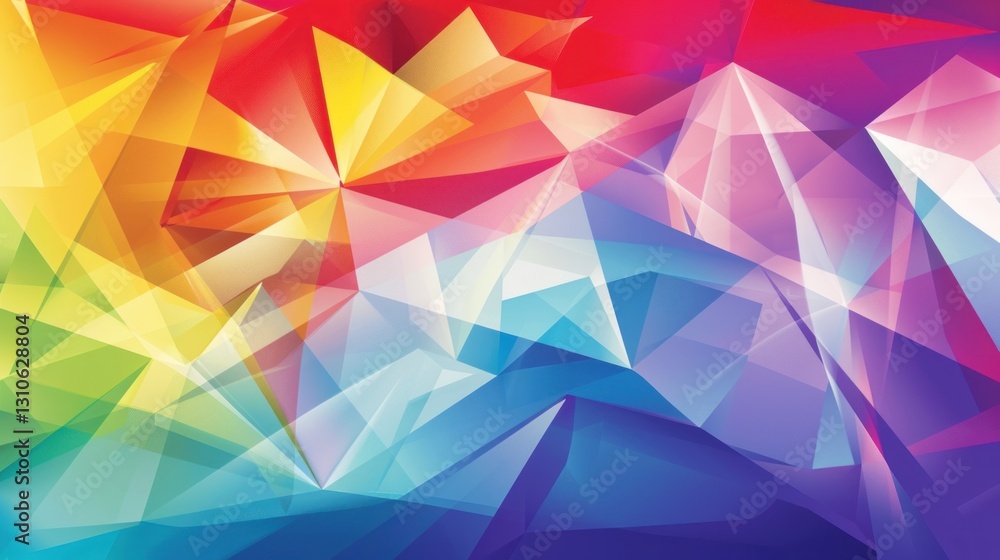 Poster vibrant abstract geometric pattern with colorful triangles