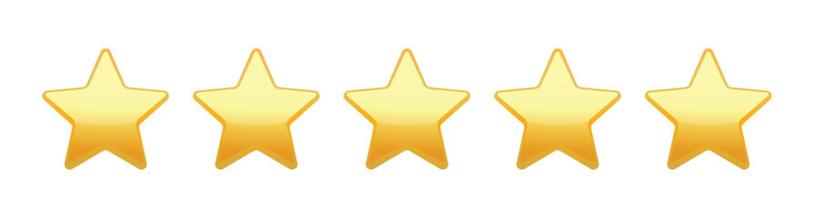 five stars yellow rating yellow gold