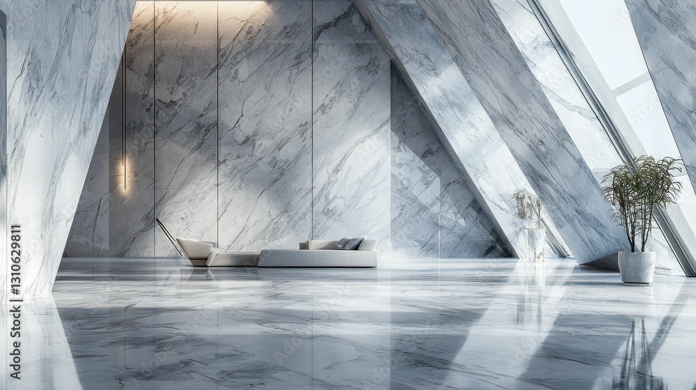 Poster modern marble interior design with angular elements and clean lines